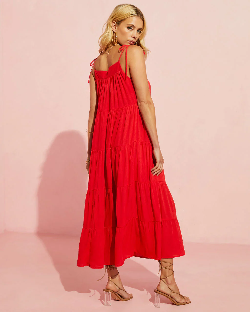 Aberdeen Shoulder Tie Tiered Maxi Dress