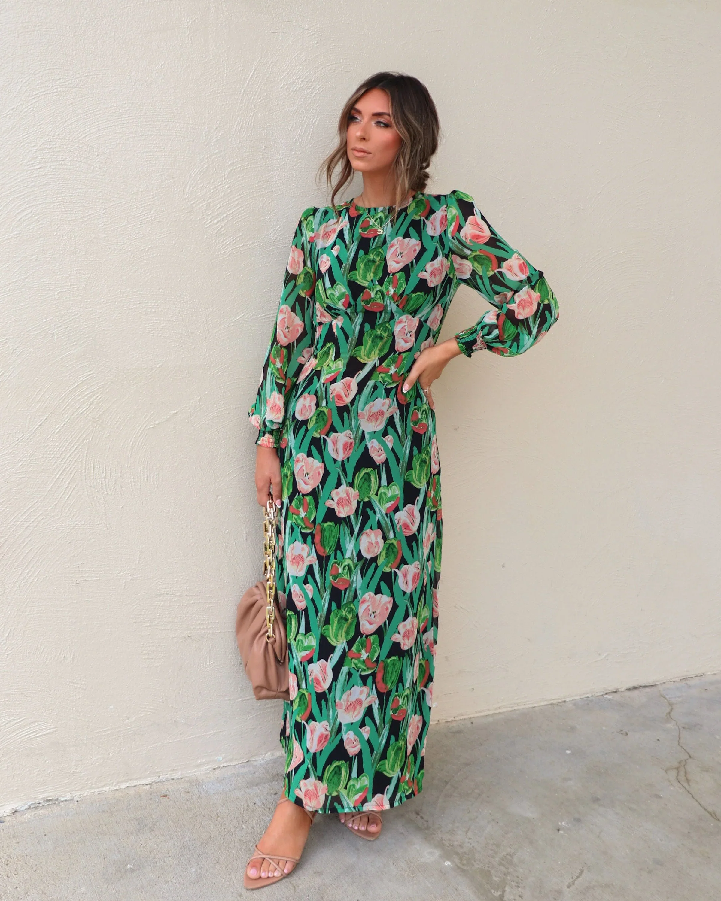Blooming Tulip Long Sleeve Maxi Dress