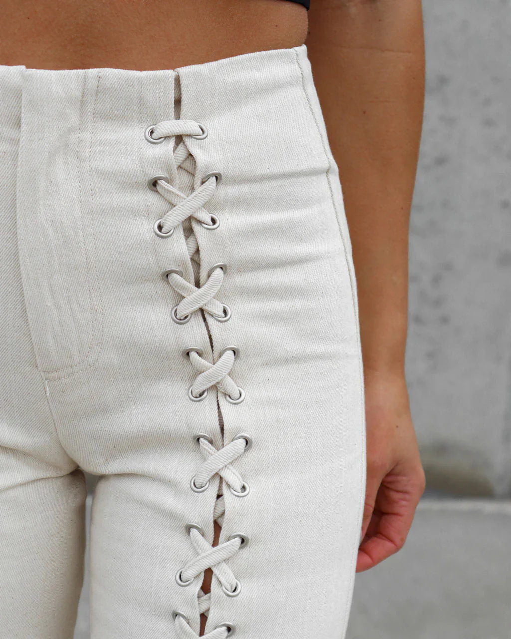 Nicolette Lace Up High Rise Pants