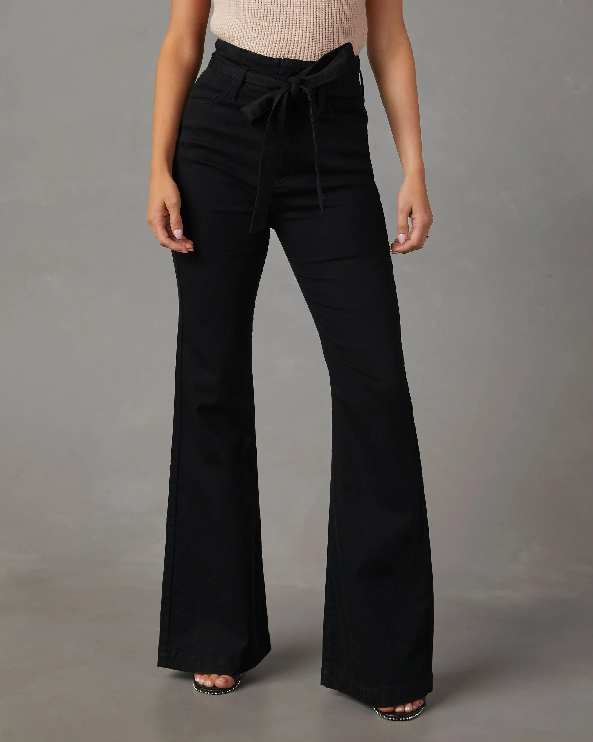 Poppy High Rise Flare Tie Denim