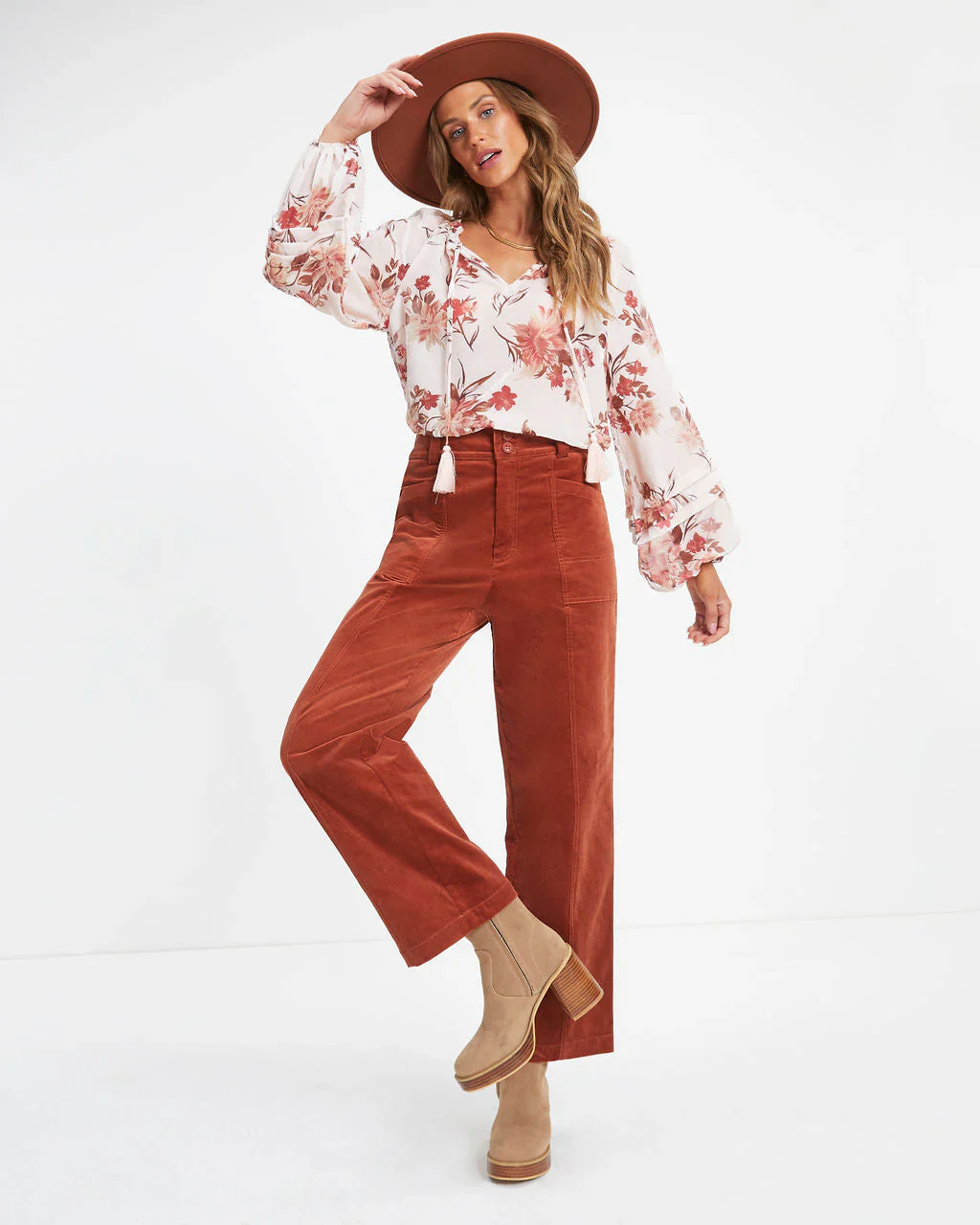 Arden Floral Burnout Velvet Top