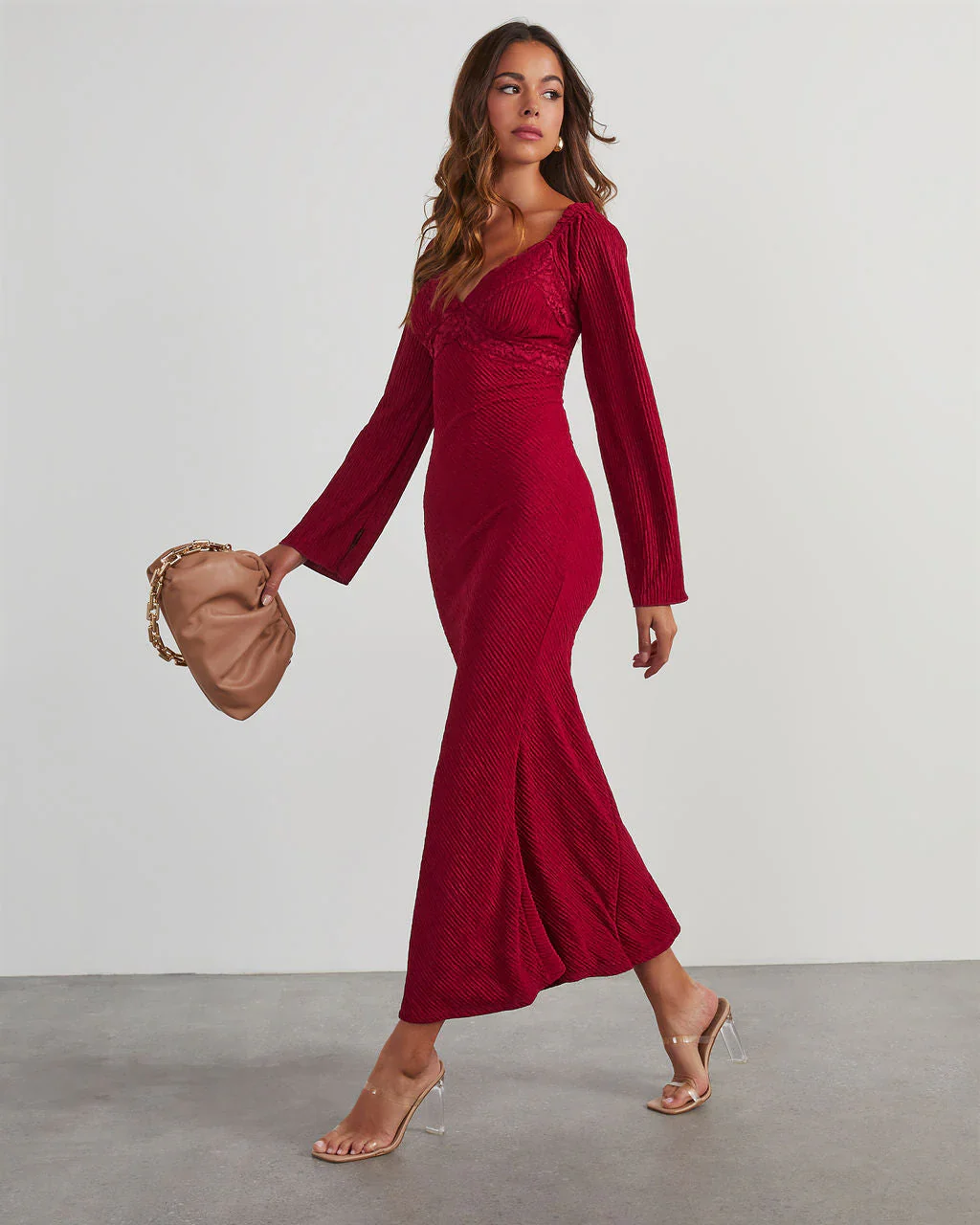 Nyara Long Sleeve Mermaid Midi Dress