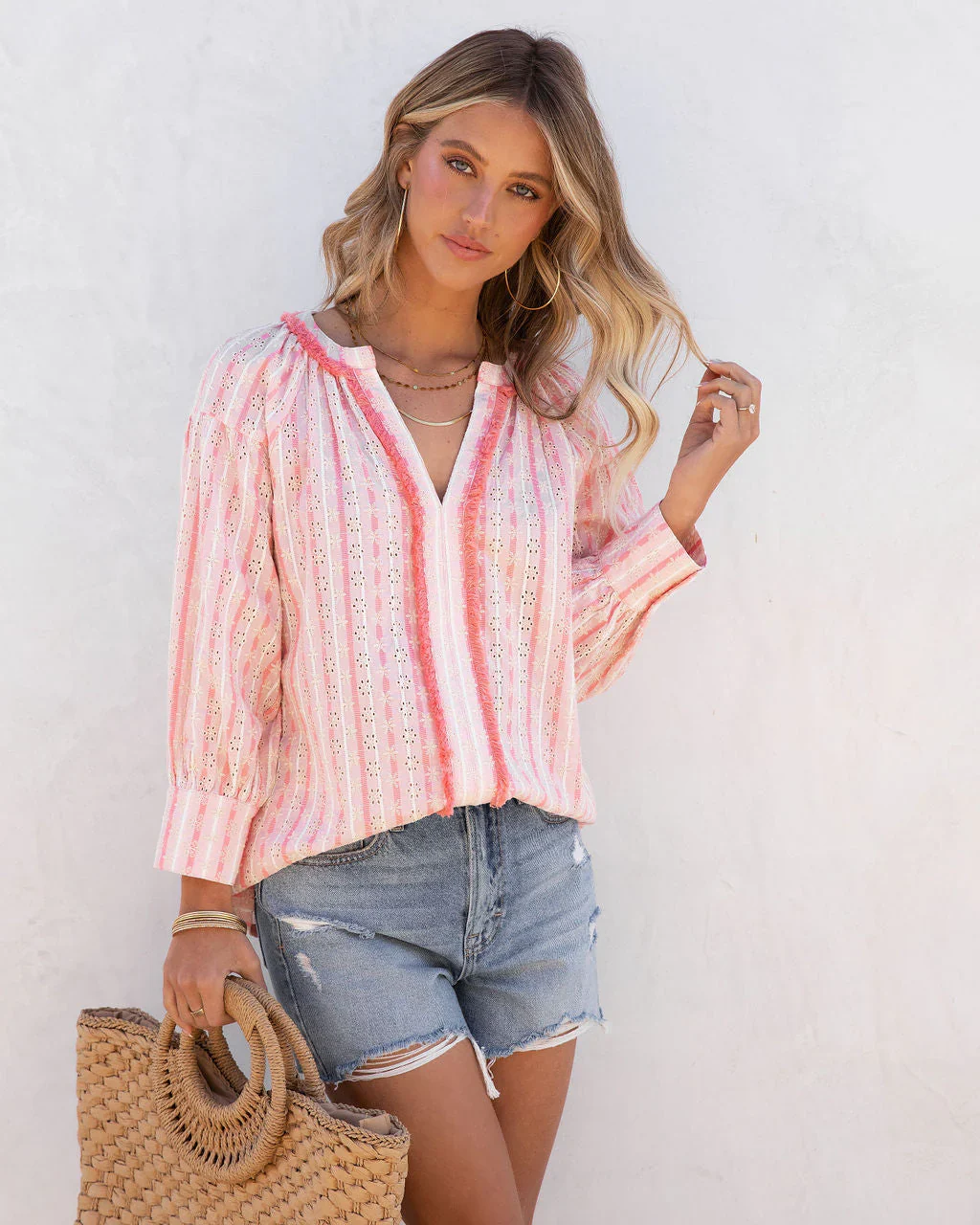 Cypress Cotton Eyelet Frayed Top