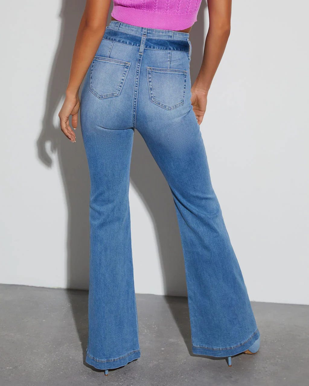 Poppy High Rise Flare Tie Denim