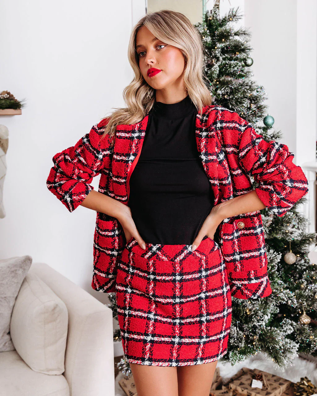 Coming Home Tweed Plaid Jacket