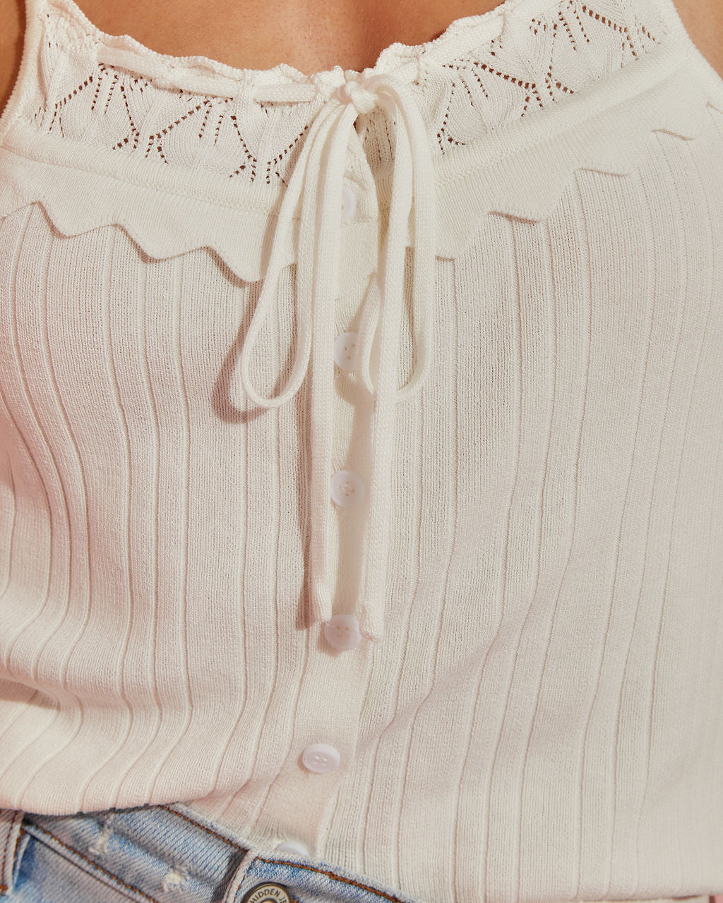 Dawn Pointelle Knit Crop Tank