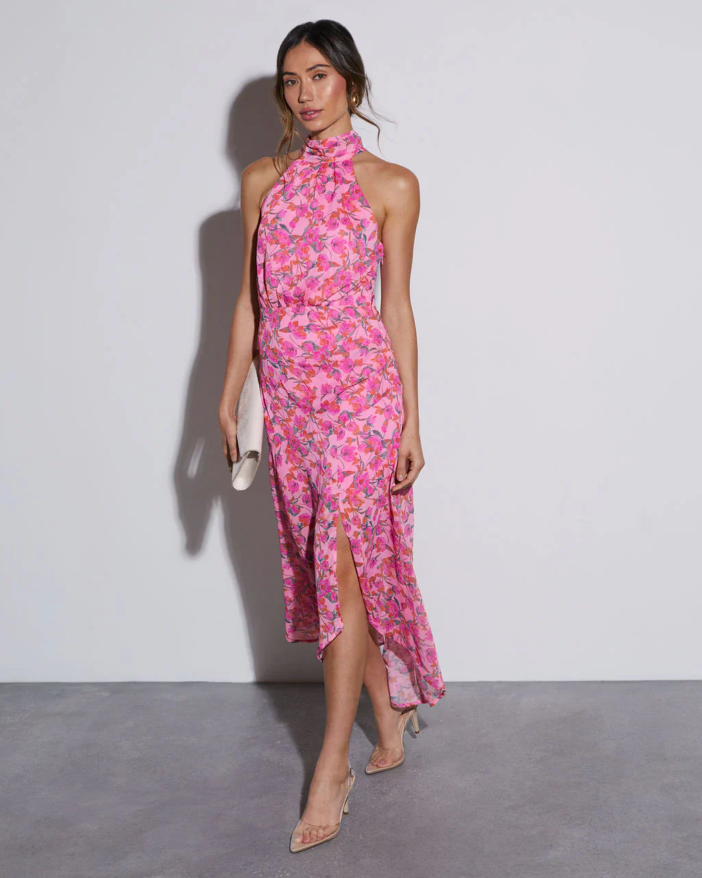 Among The Flowers Halter Midi Dress