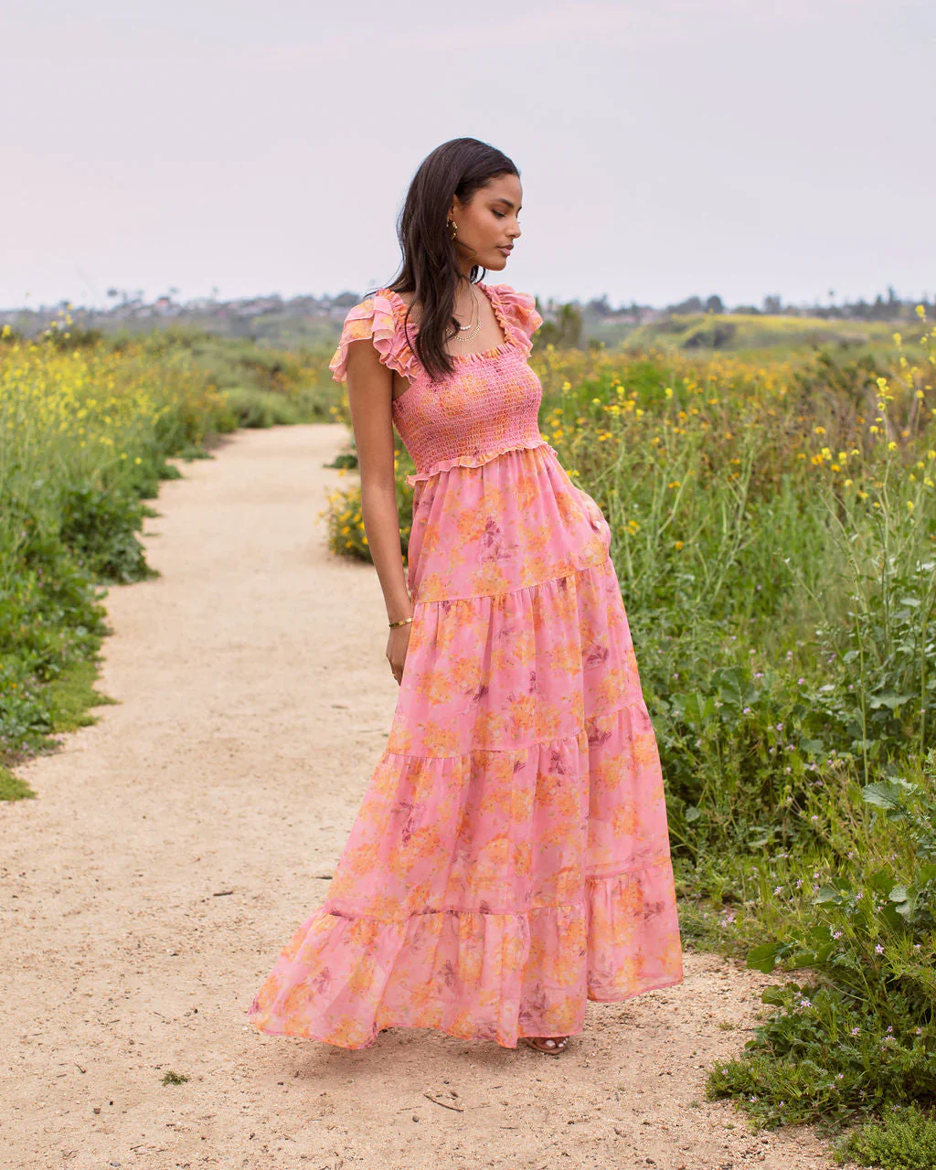 Florencia Floral Smocked Tiered Maxi Dress