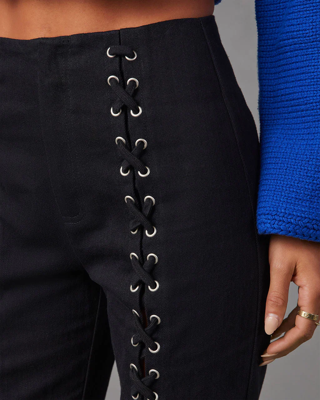 Nicolette Lace Up High Rise Pants