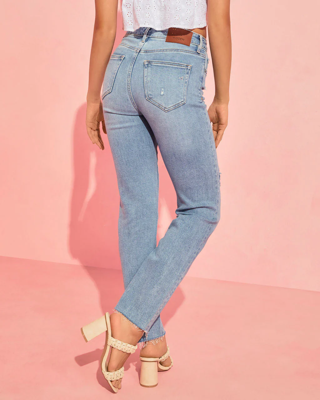 Closet Classic Distressed Stretch Straight Leg Jeans