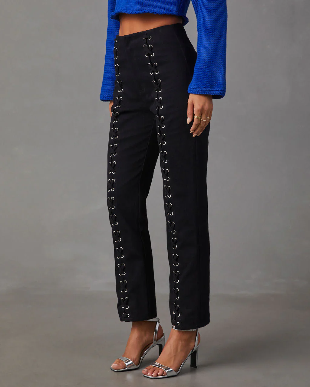 Nicolette Lace Up High Rise Pants
