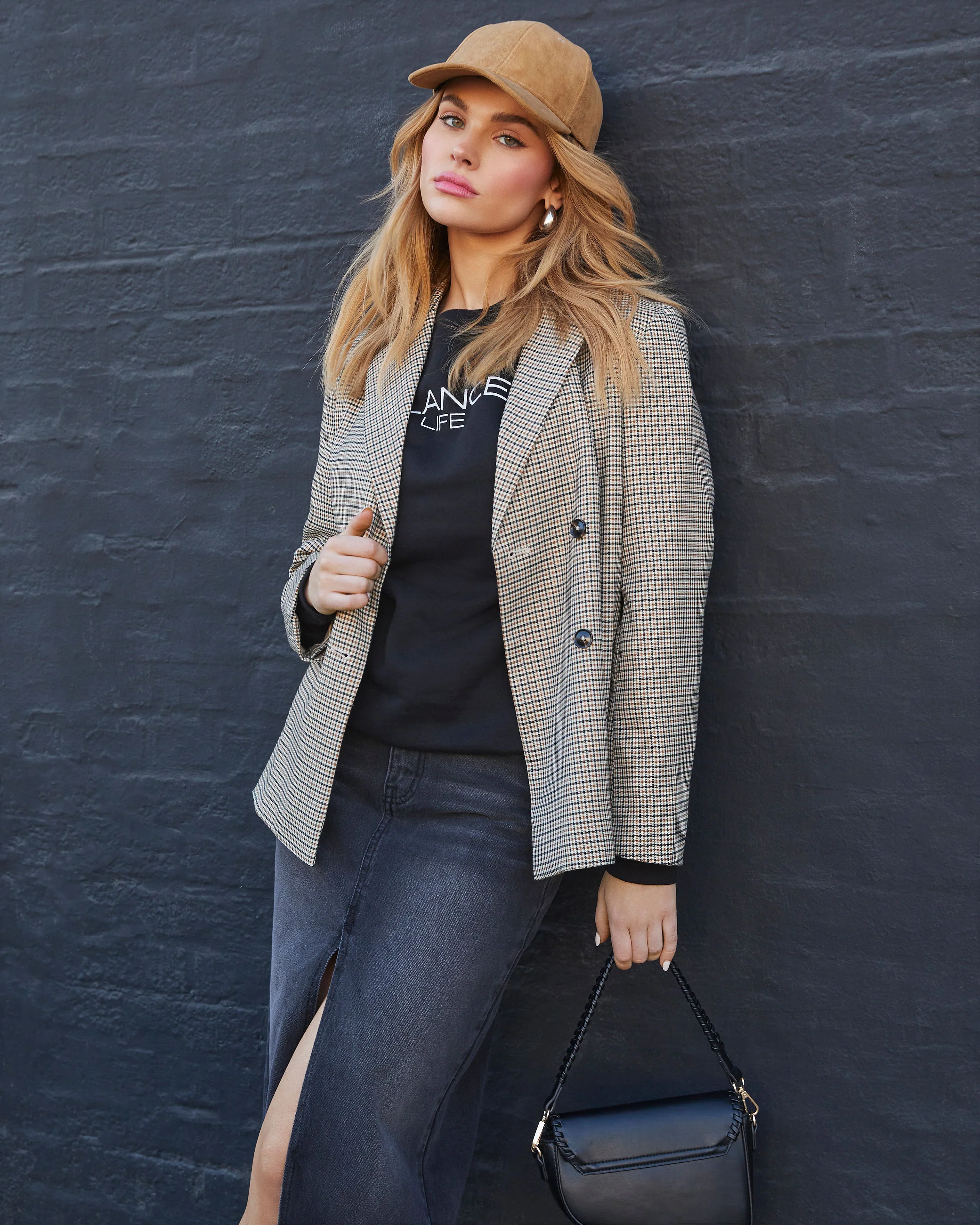 Recognition Pocketed Plaid Blazer