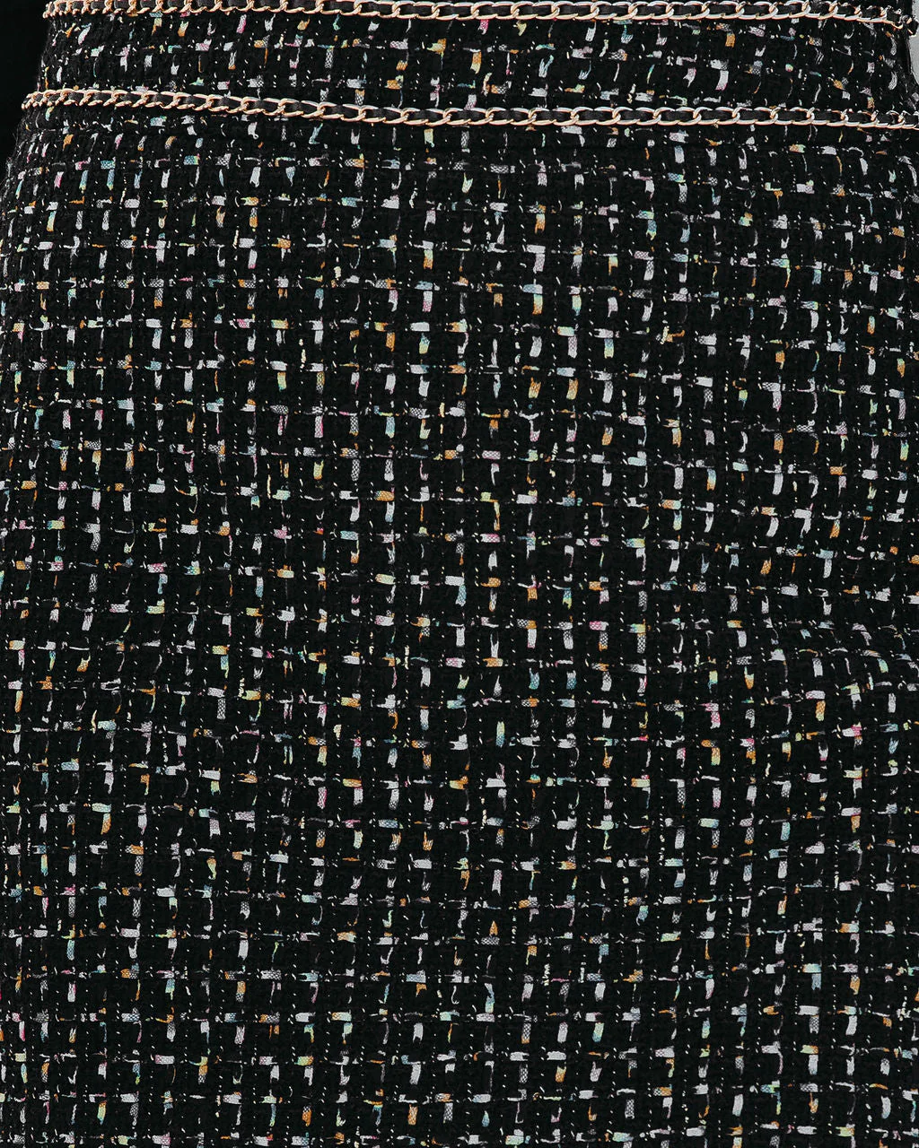 Boldly Elegant Tweed Chain Mini Skirt