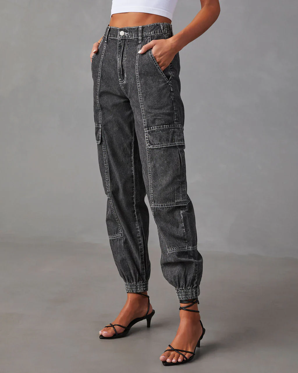 Durant High Rise Cargo Denim Joggers