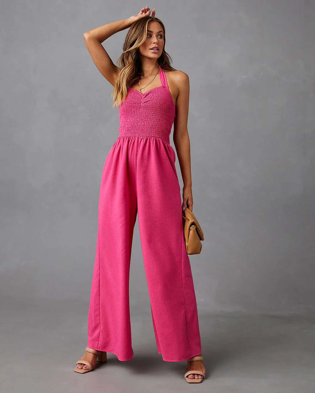 Dovie Smocked Halter Jumpsuit
