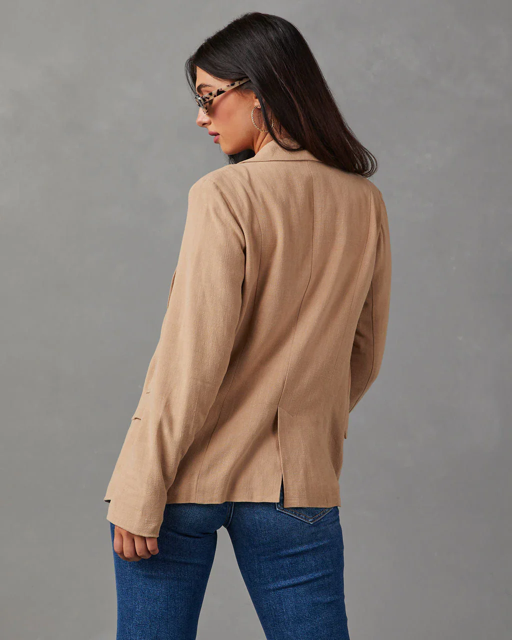 Carlina Linen Pocketed Blazer