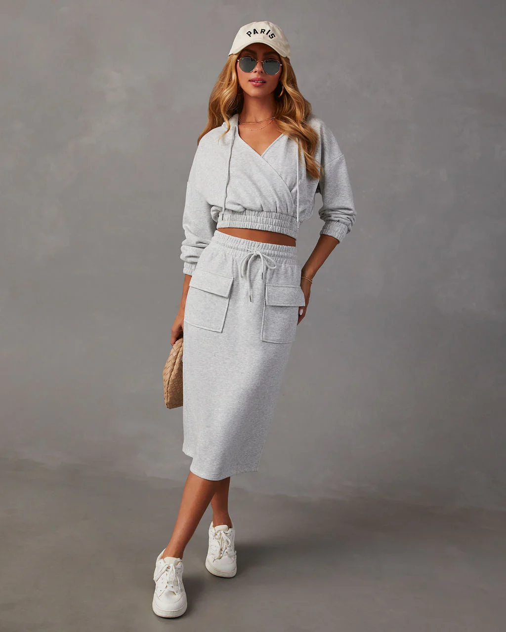 Bedisse Fleece Pocketed Midi Skirt