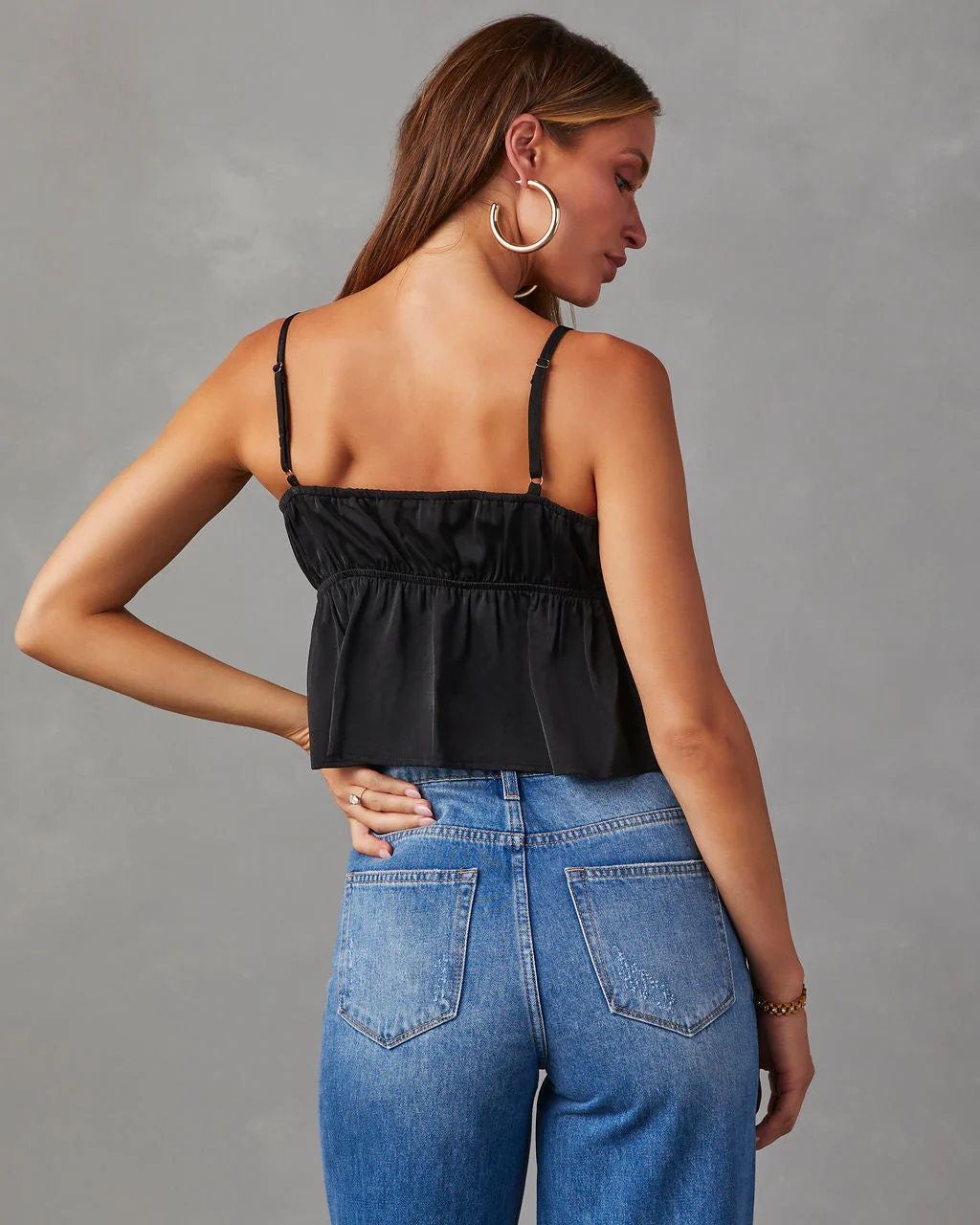 Liddell Satin Sleeveless Tie Front Top