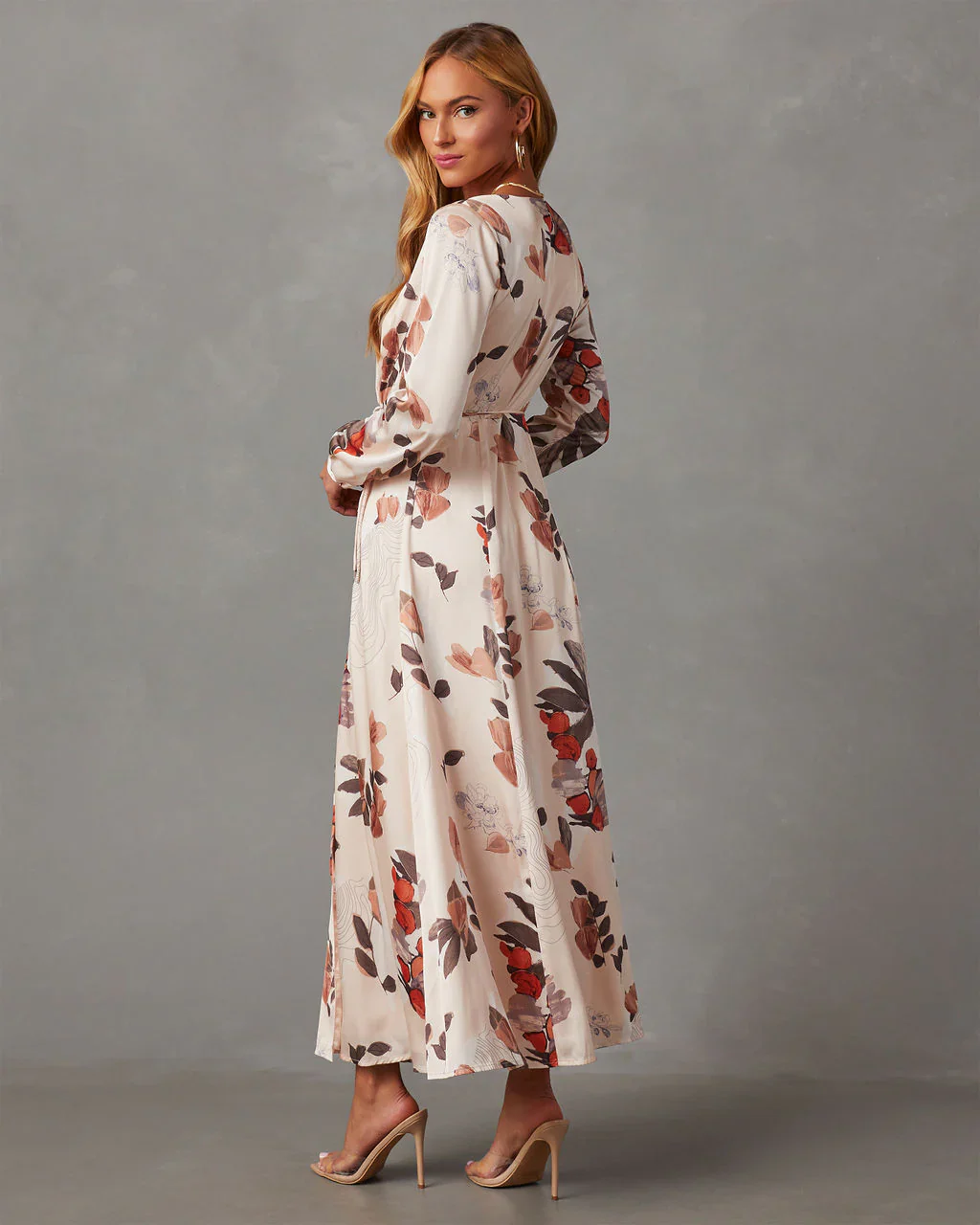 Magdela Printed Long Sleeve Maxi Dress