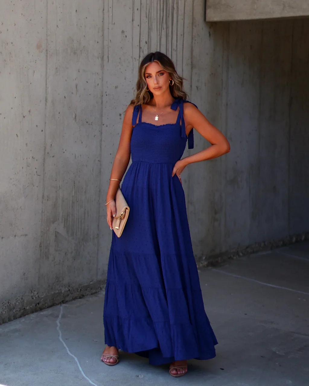 Latana Smocked Tiered Jumpsuit