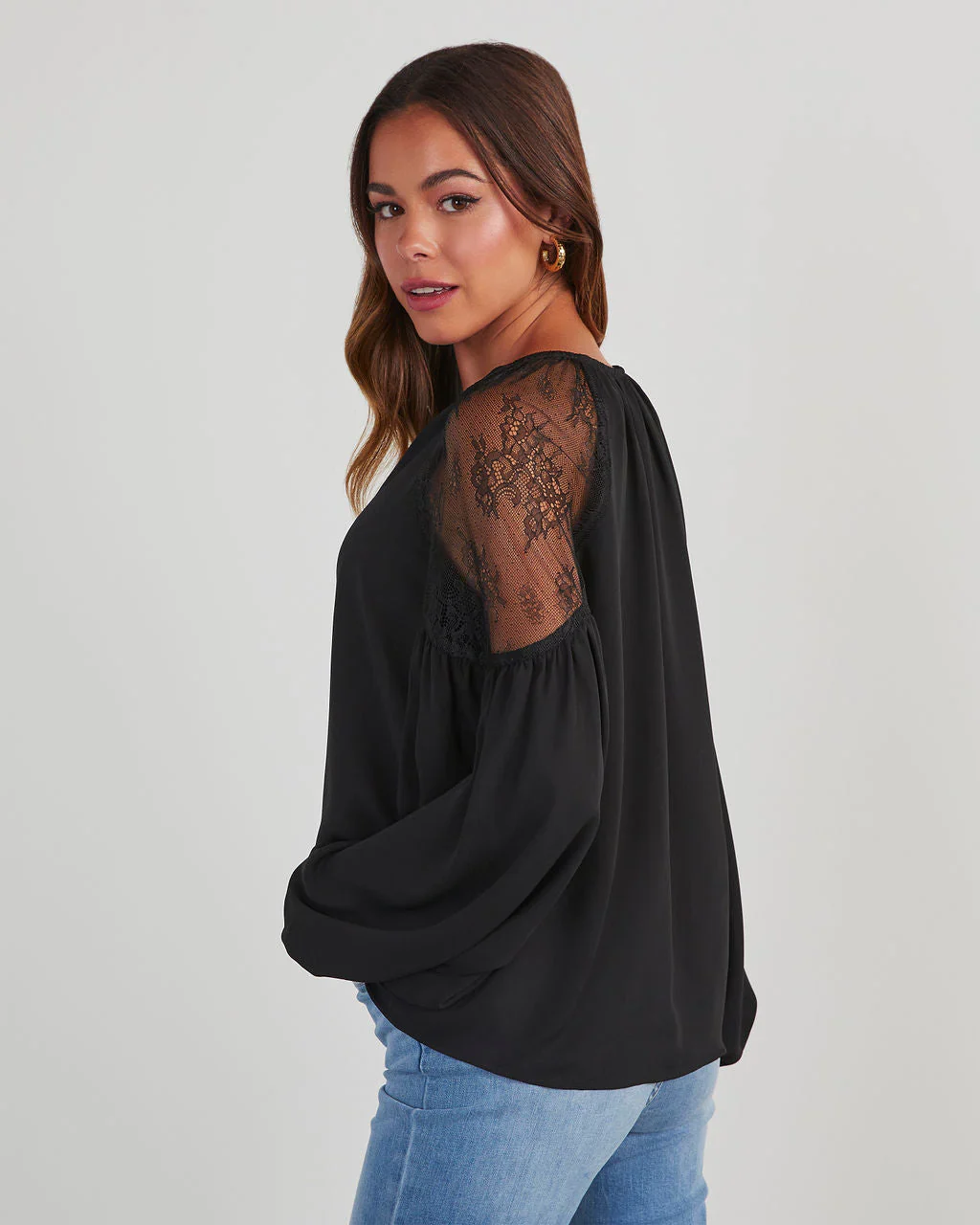 Isabelle Lace Trim Long Sleeve Top