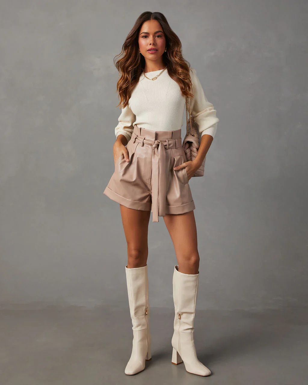 Carsian Ribbed Puff Sleeve Sweater