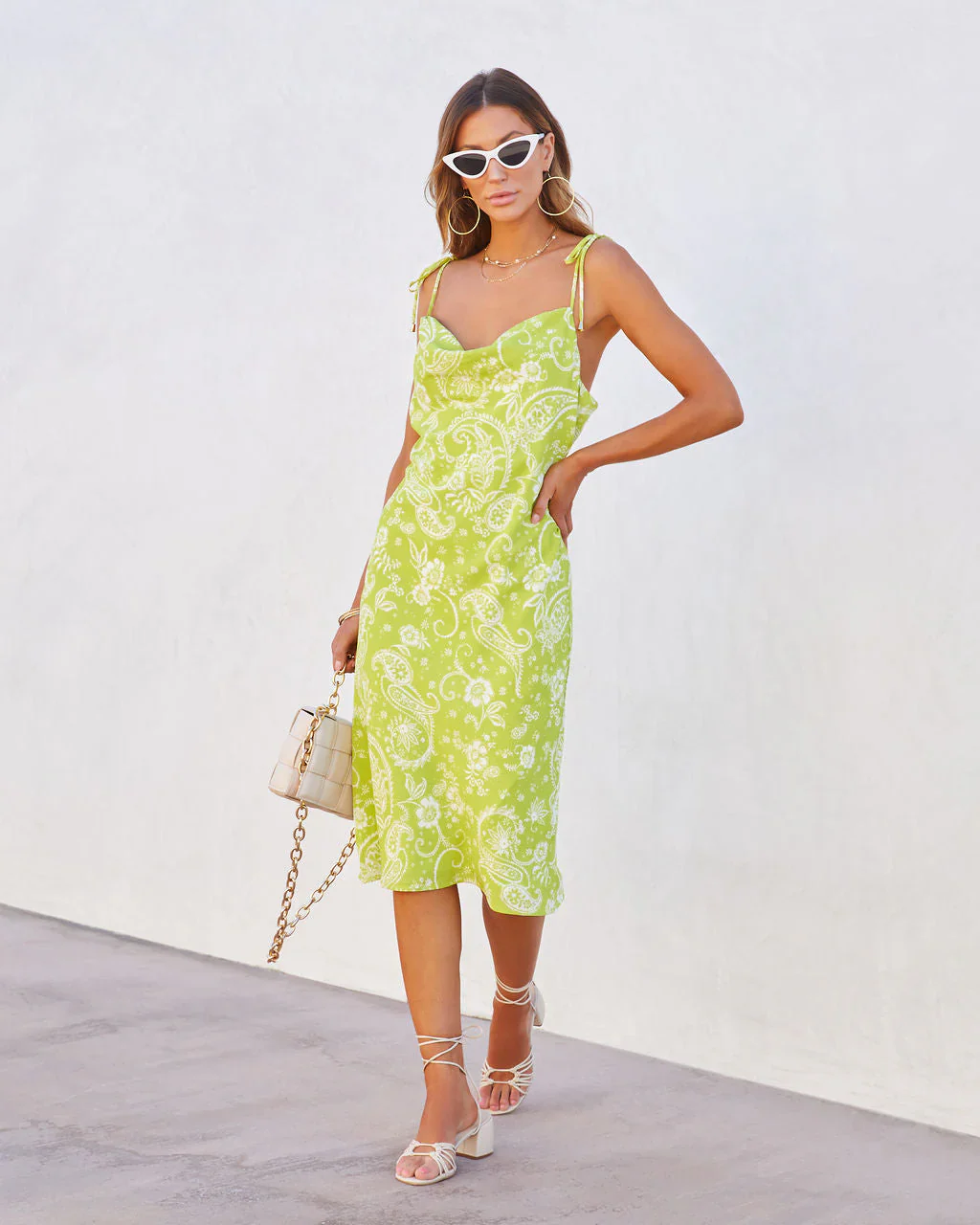 Juniper Paisley Cowl Neck Midi Dress