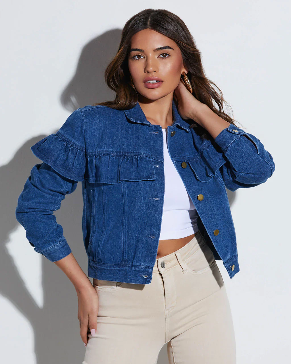 Perez Denim Ruffle Jacket