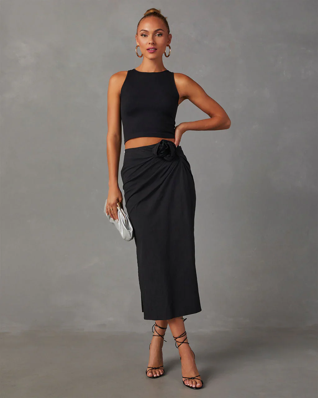 Sweet Rosette Midi Skirt