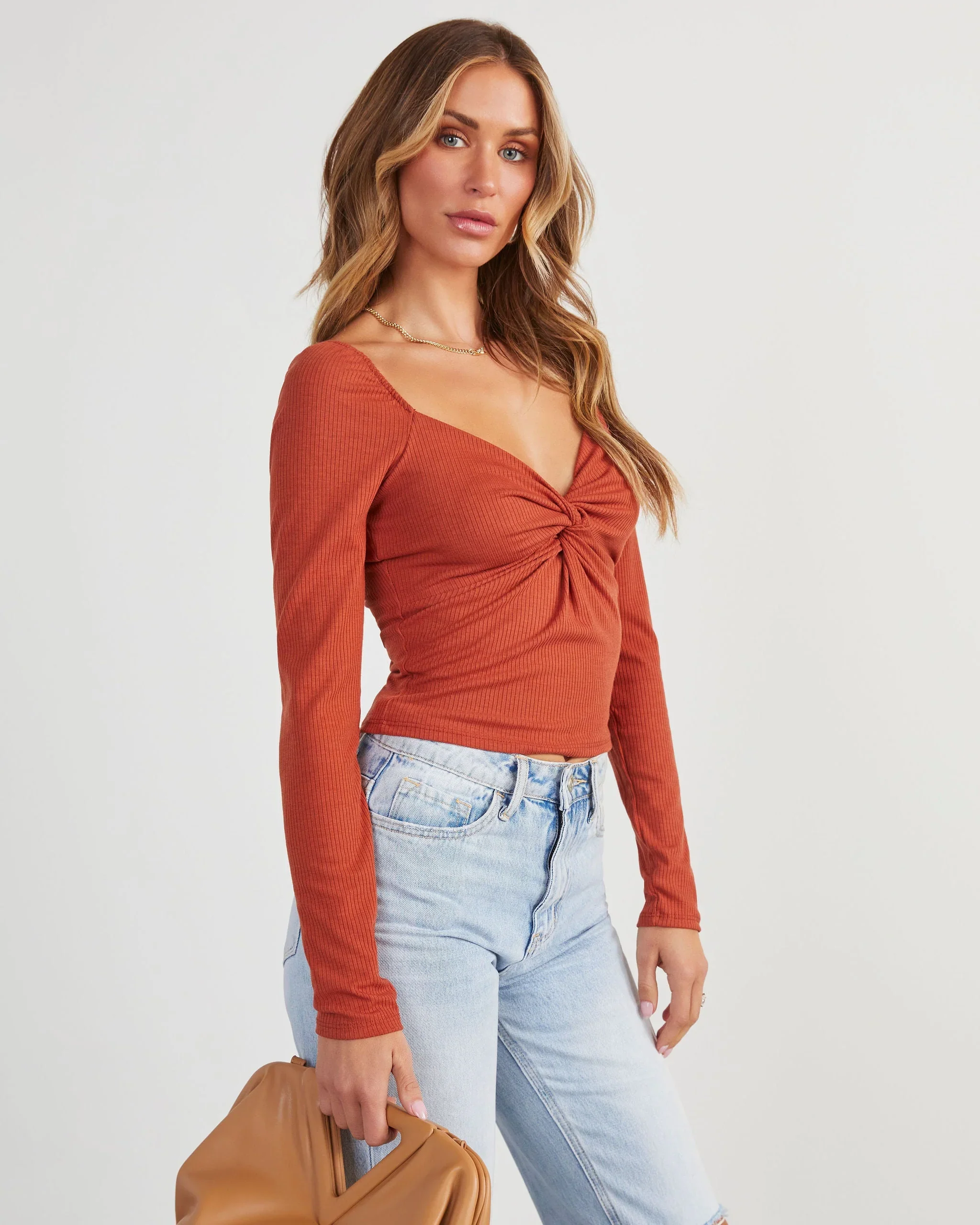 Rozalia Twisted Front Long Sleeve Top