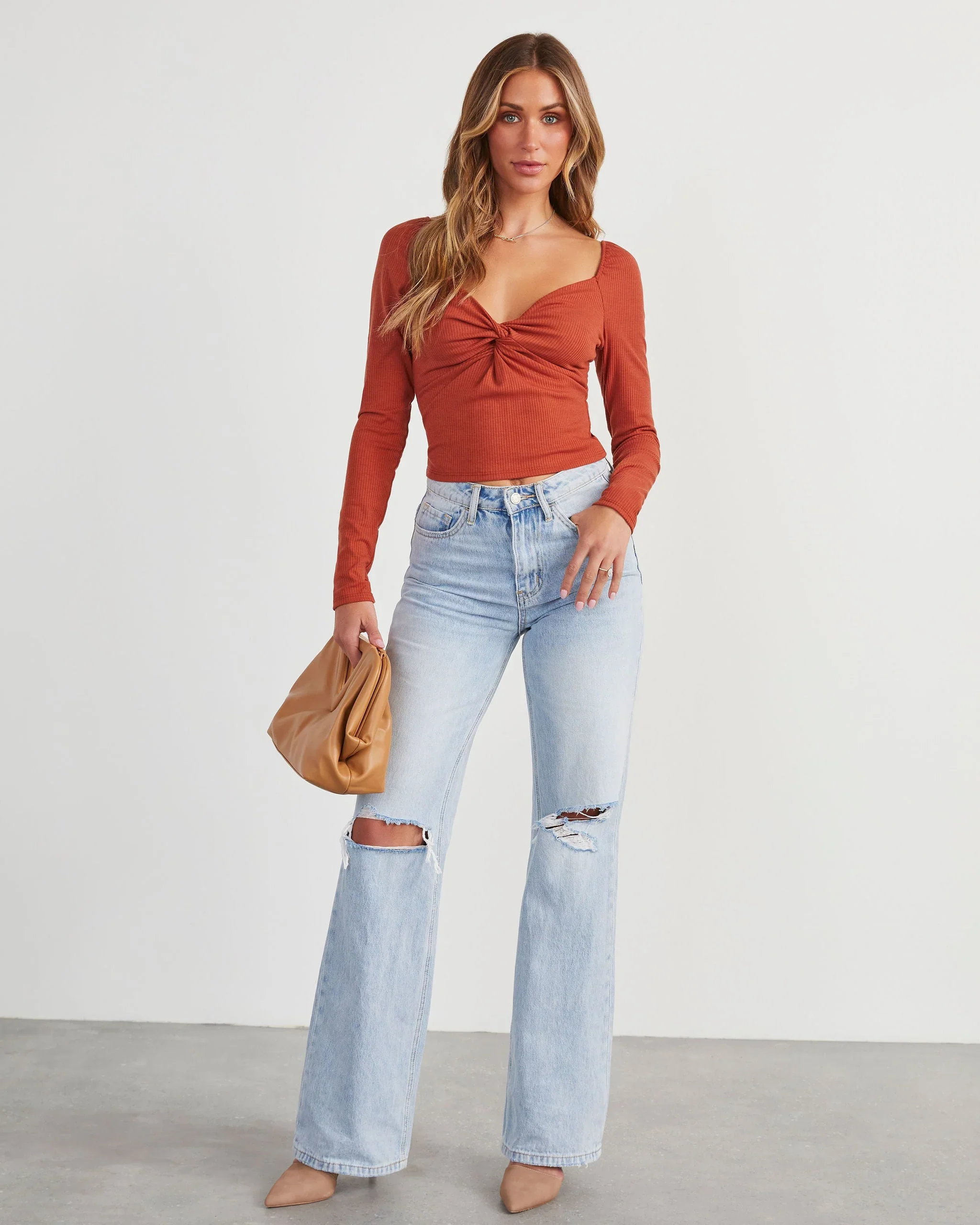 Rozalia Twisted Front Long Sleeve Top